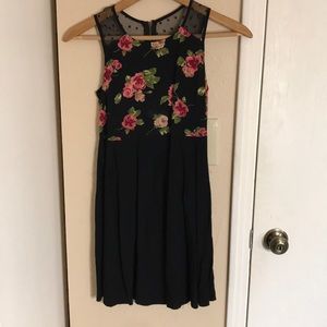 Short black floral dress